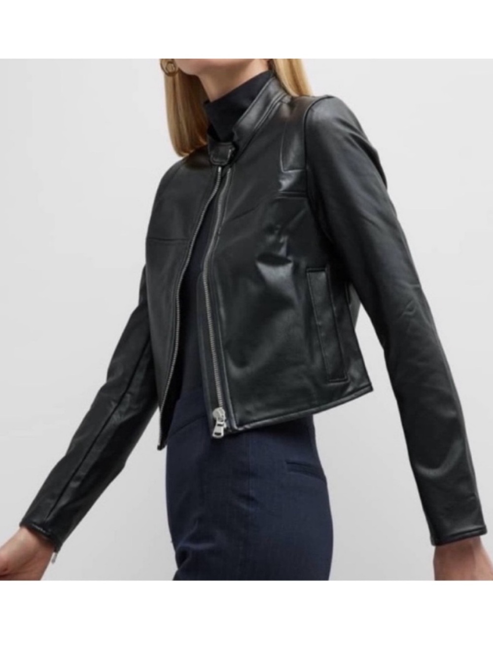 Spanx Small Regular Jacket II Moto Jacket Faux Leather Luxe Black pockets NWT